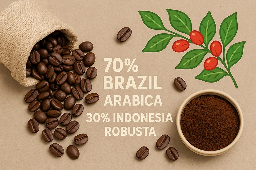 قهوه ۷۰٪ عربیکا ۳۰٪ روبوستا سانتوس اندونزی